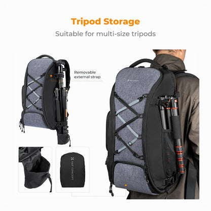 K&F Concept Camera Backpack,Camera Bags for Photographers 30Lwith Raincover Laptop Compartment Compatible for Canon/Nikon/Sony/DJI Mavic Drone Travel 30L Nature Wander 08 (Grey)KF13.178