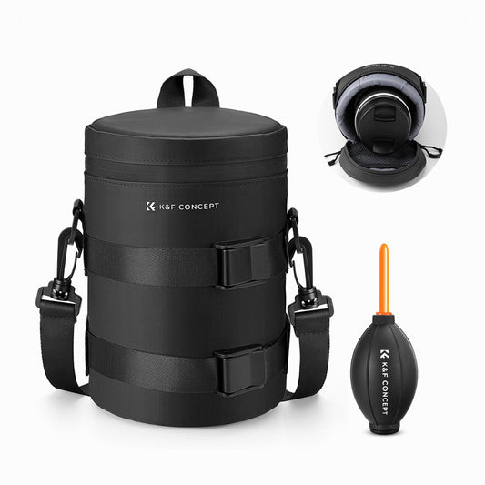 K&F Concept L Camera Lens Pouch Case, Waterproof Zipper Lens Protective Bag, Camera Lens Carry Bag Fits Lenses Below 3.5x7.1 -(KF13.202)