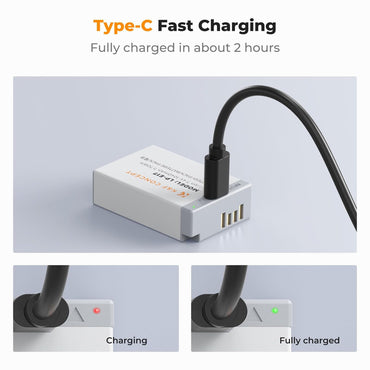 K&F Concept LP-E17 Battery with USB C Fast Charging for Canon EOS R10, R8, R50, Rebel T8i, T7i, T6i, T6s, SL2, SL3, EOS M3, M5, M6, EOS 200D, 77D, 750D, 760D, 800D, 8000D (KF28.0049S1)