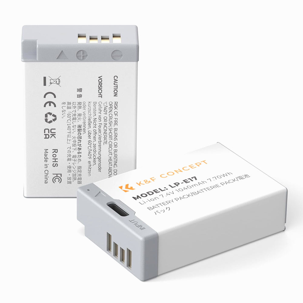 K&F Concept LP-E17 Battery with USB C Fast Charging for Canon EOS R10, R8, R50, Rebel T8i, T7i, T6i, T6s, SL2, SL3, EOS M3, M5, M6, EOS 200D, 77D, 750D, 760D, 800D, 8000D (KF28.0049S1)