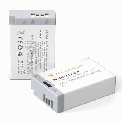 K&F Concept LP-E17 Battery with USB C Fast Charging for Canon EOS R10, R8, R50, Rebel T8i, T7i, T6i, T6s, SL2, SL3, EOS M3, M5, M6, EOS 200D, 77D, 750D, 760D, 800D, 8000D (KF28.0049S1)