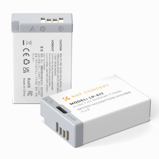 K&F Concept LP-E17 Battery with USB C Fast Charging for Canon EOS R10, R8, R50, Rebel T8i, T7i, T6i, T6s, SL2, SL3, EOS M3, M5, M6, EOS 200D, 77D, 750D, 760D, 800D, 8000D (KF28.0049S1)