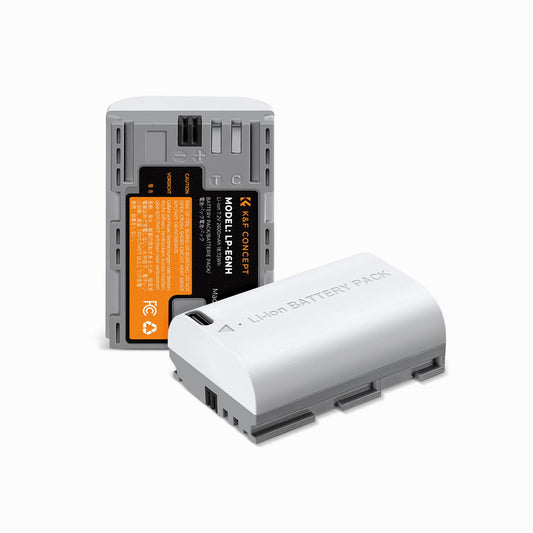 K&F Concept LP-E6NH Battery with 2600mAh Capacity and Type-C Fast Charging for Canon EOS 90D, 80D, 70D, 5D, Mark II, III, IV, 5DS, SR, 6D, 6D Mark II, R5, R6, R6 II, R7(KF28.0033S1)