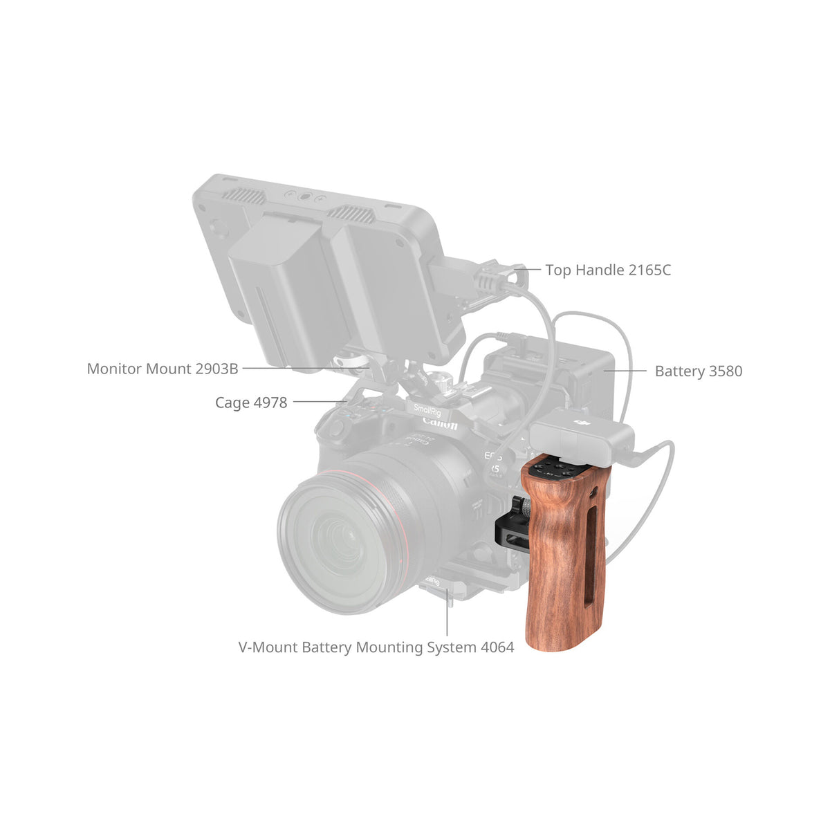 SmallRig Wooden Side Handle with 1/4"-20 Screws – HSN2093D