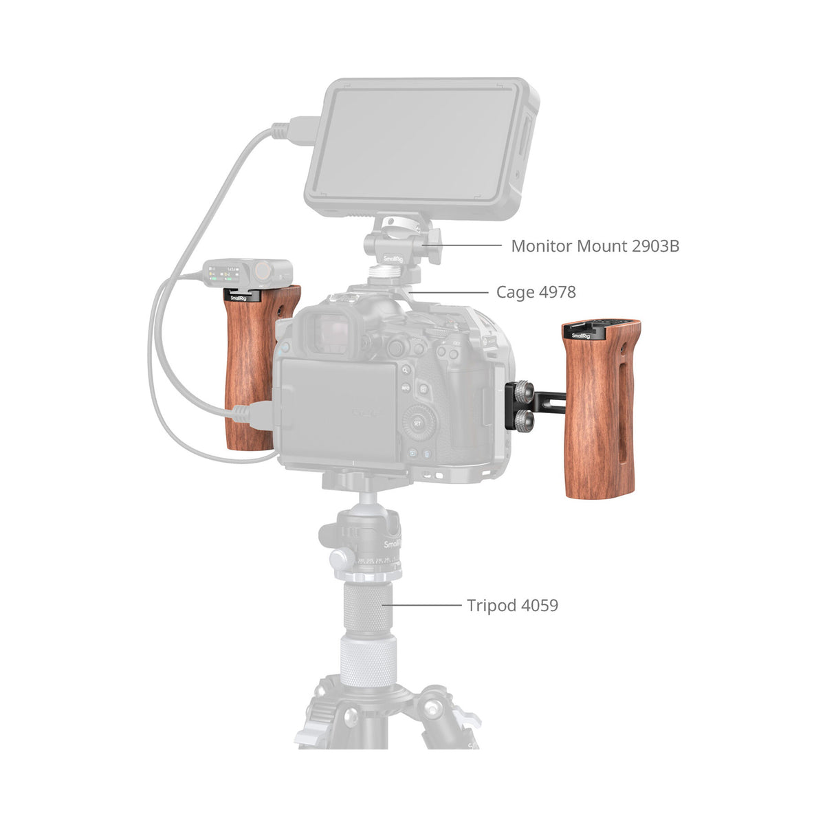 SmallRig Wooden Side Handle with 1/4"-20 Screws – HSN2093D