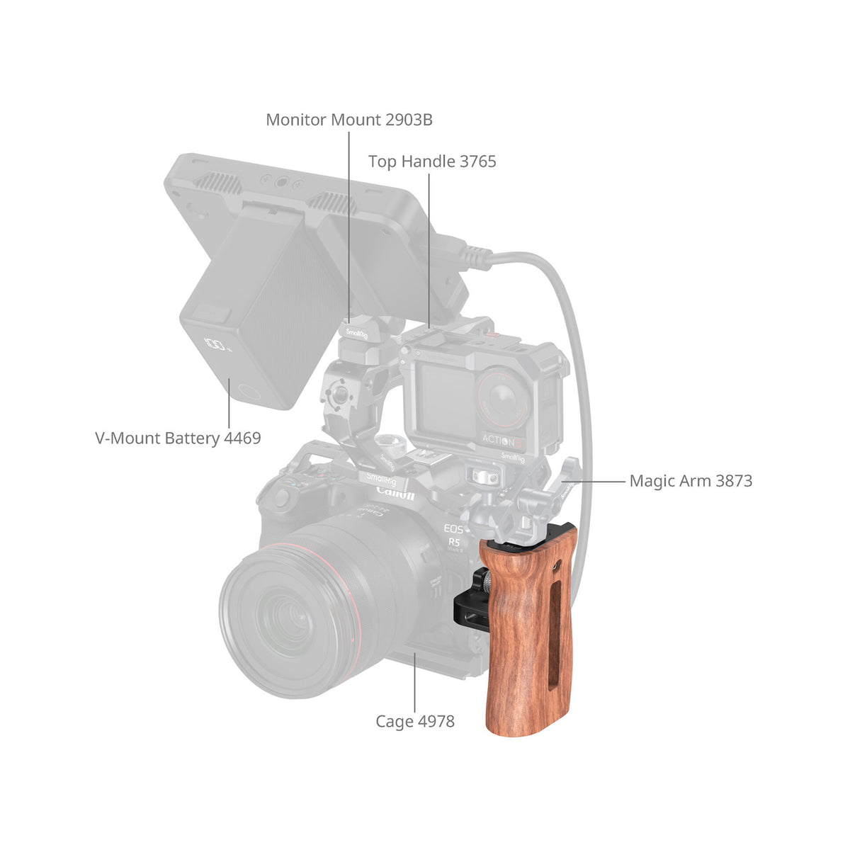 SmallRig Wooden Side Handle with 1/4"-20 Screws – HSN2093D