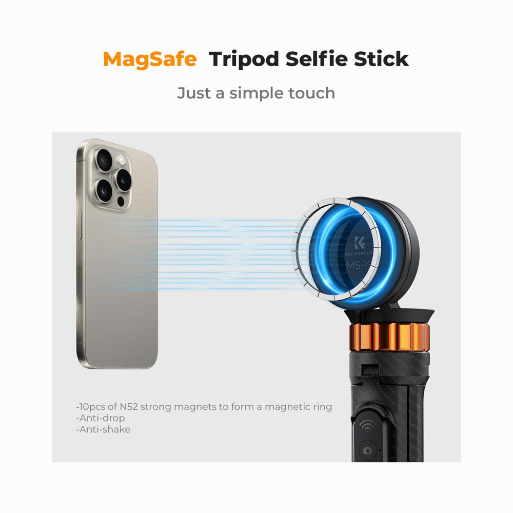 K&F CONCEPTS MS19 63-inch Magnetic Iphone Tripod Phone Selfie Stick Tripod (SKU.KF09.139)