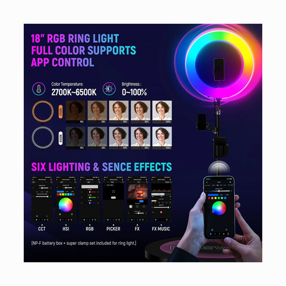 NEEWER 360 PHOTO BOOTH MACHINE WITH 18 INCH RGB RING LIGHT KIT 100CM