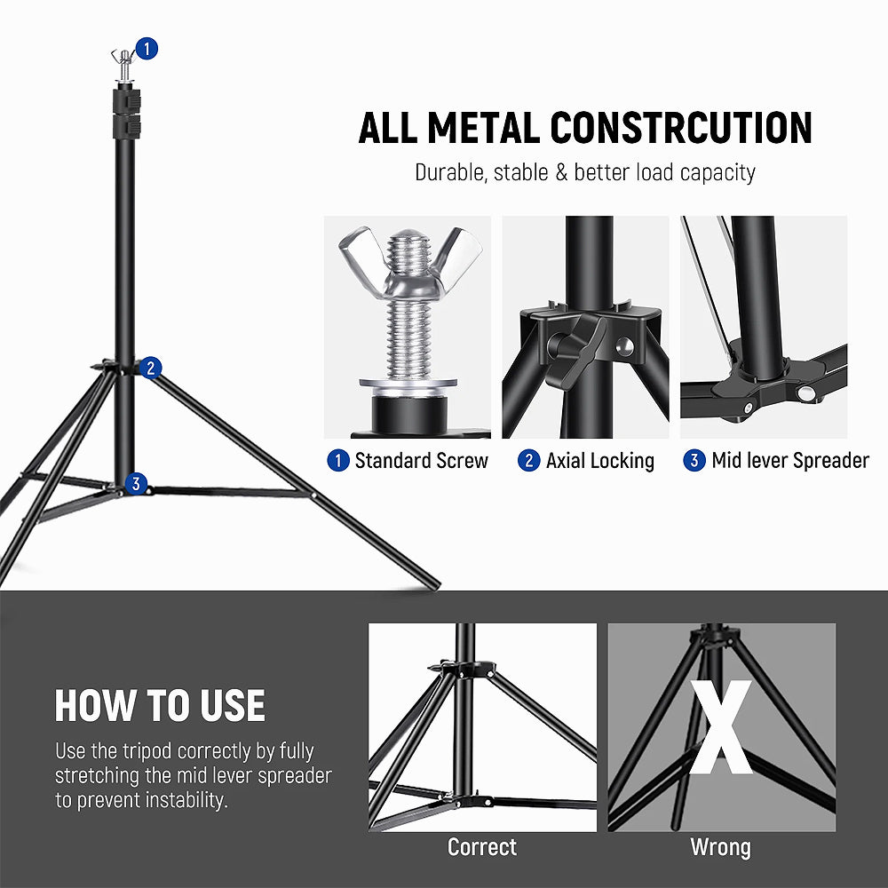 Neewer 2x3m Backdrop Support System With 2 Sandbags And 8 Clamps