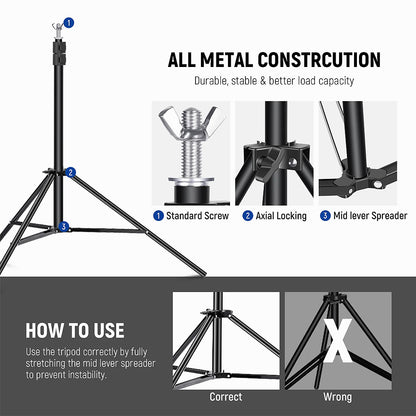 Neewer 2x3m Backdrop Support System With 2 Sandbags And 8 Clamps