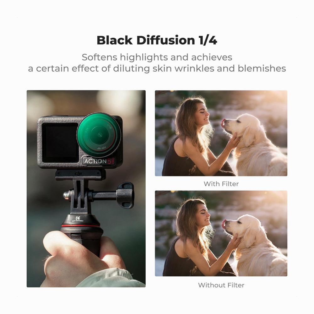 K&F Concept ND2-32 & CPL & Black Mist 1/4 Filter Kit Compatible with DJI Osmo Action 5 Pro/Osmo Action 4/Osmo Action 3(SKU.2360)