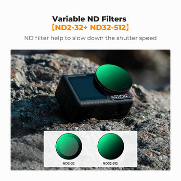 K&F Concept Variable ND2-32 & ND32-512 Filter Kit Compatible with DJI Osmo Action 5 Pro/Osmo Action 4/Osmo Action 3, (SKU.2359)