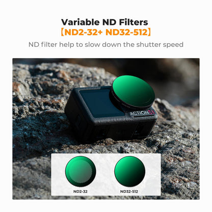 K&F Concept Variable ND2-32 & ND32-512 Filter Kit Compatible with DJI Osmo Action 5 Pro/Osmo Action 4/Osmo Action 3, (SKU.2359)