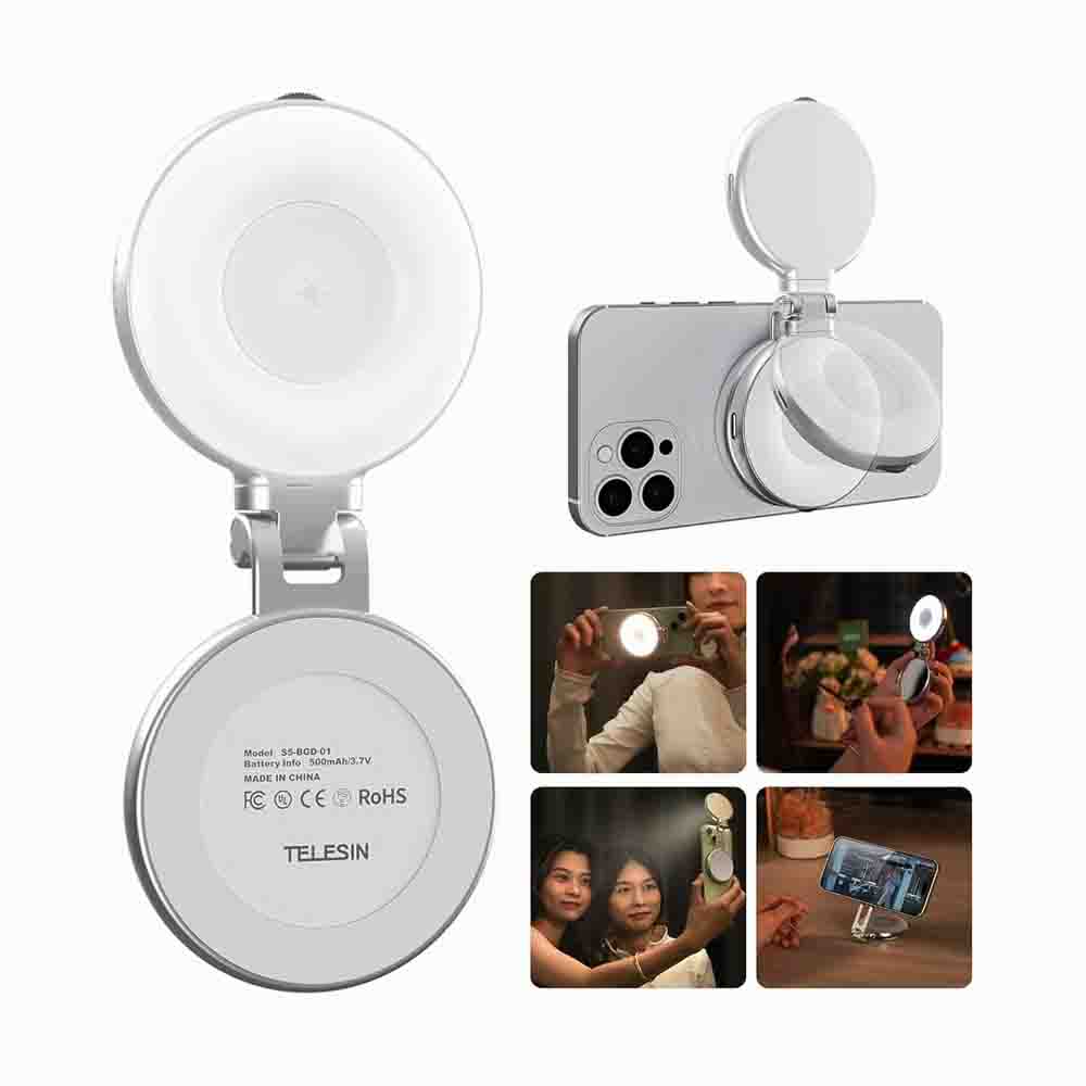 TELESIN C03 Phone Magnetic Beauty Fill Light Selfie Mirror Rotatable Pocket Light (S5-BGD-01 )