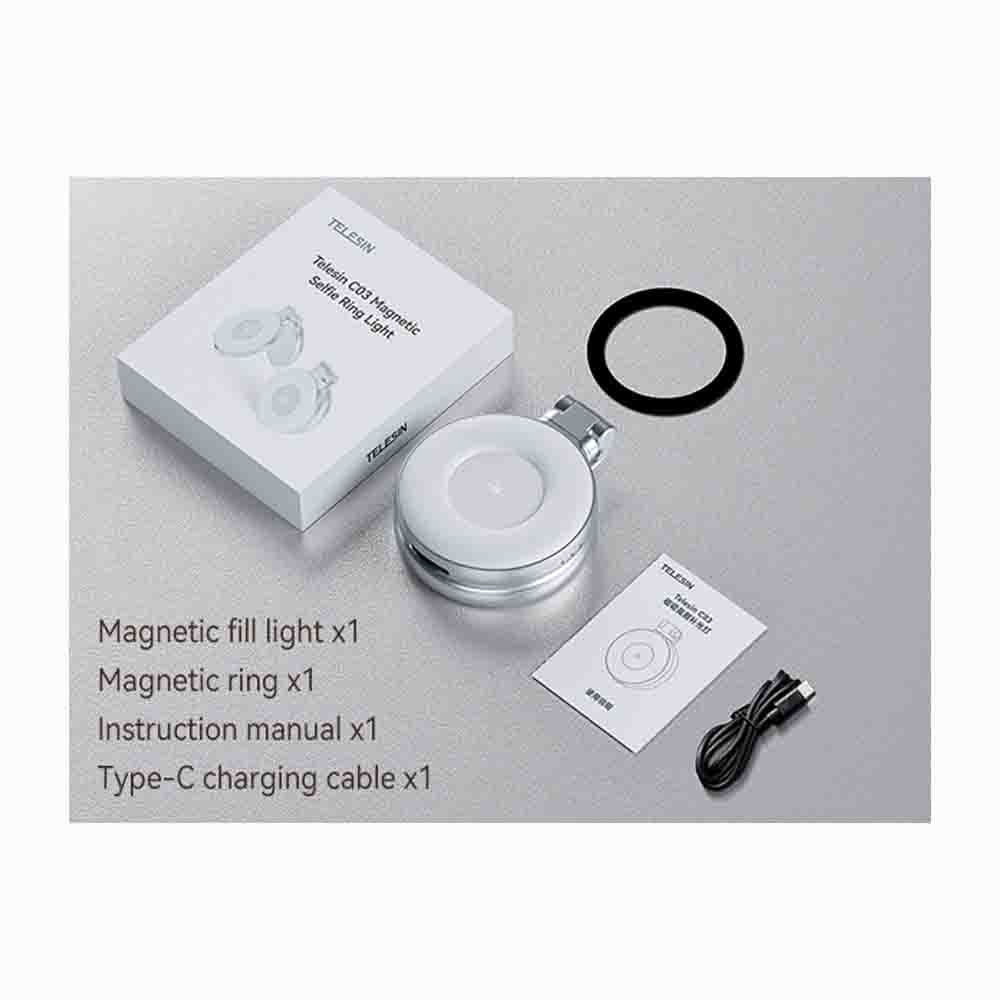 TELESIN C03 Phone Magnetic Beauty Fill Light Selfie Mirror Rotatable Pocket Light (S5-BGD-01 )