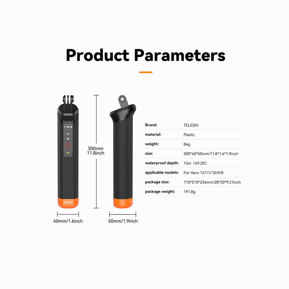 TELESIN FLOATING HAND GRIP WITH Bluetooth Floating Stick (S4-FHG-01-TGP)
