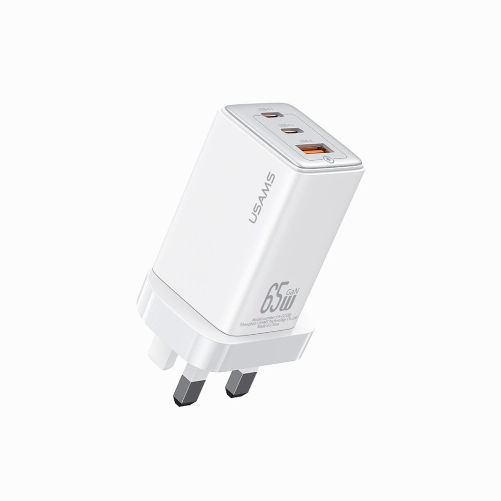 USAMS US-CC196 65W Three Ports Gan Charger- White