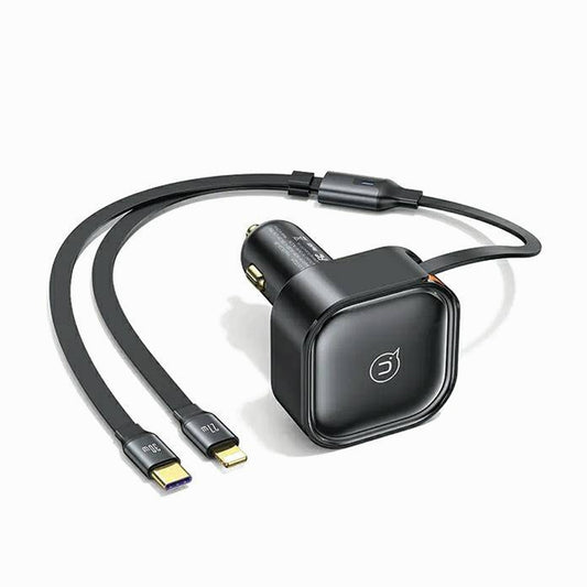 USAMS US-CC219 Car charger with retractable cable 1xUSB-C+1x Lightning C41 PD 30W Fast Charge