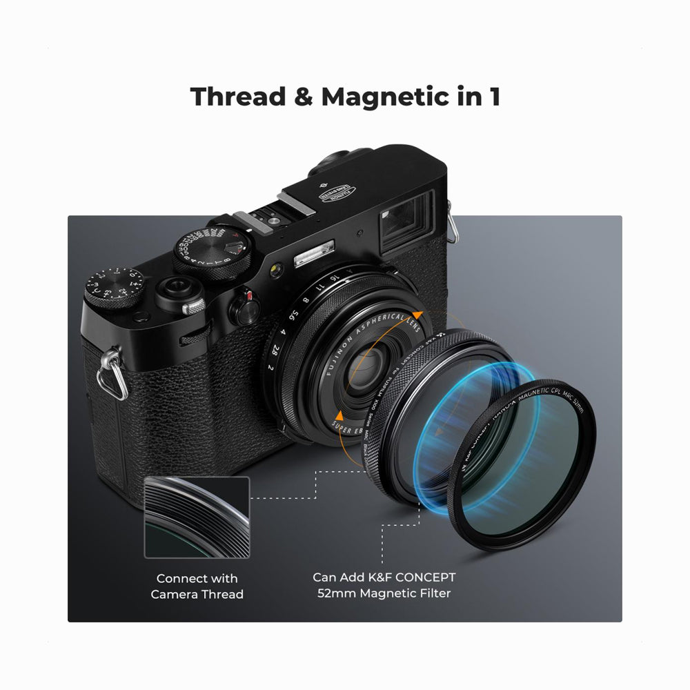 K&F Concept Fuji X100 Lens Black Mist 1/4 Filter, Multi Coated HD Optical Glass Scratch-resistant Compatible with Fuji X100, X100F, X100S, X100T, X100V, X100VI Nano-Xcel Series (Black)KF01.2883